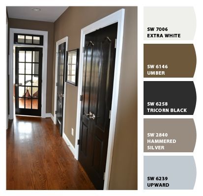 Chip It! by Sherwin-Williams – BLACKS & bROWNS  **Hammered Silver** Dark Wood Floors Living Room, Brown Living Room Decor, Tan Walls, Living Room Wood Floor, Black Interior Doors, Living Room Wall Color, Room Wall Colors, Interior House Colors, Casa Vintage