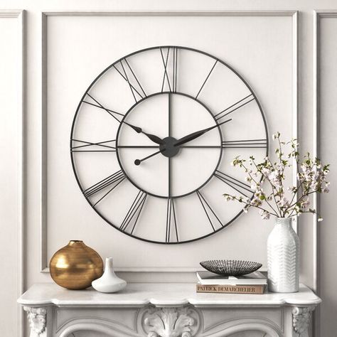 Kelly Clarkson Home Oversized James 45" Wall Clock & Reviews | Wayfair Clock Decor Living Room, Big Wall Clocks, Big Clock, Farmhouse Wall Clock, Rustic Clock, Wall Clocks Living Room, Kelly Clarkson Home, Clock Living Room, Black Wall Clock