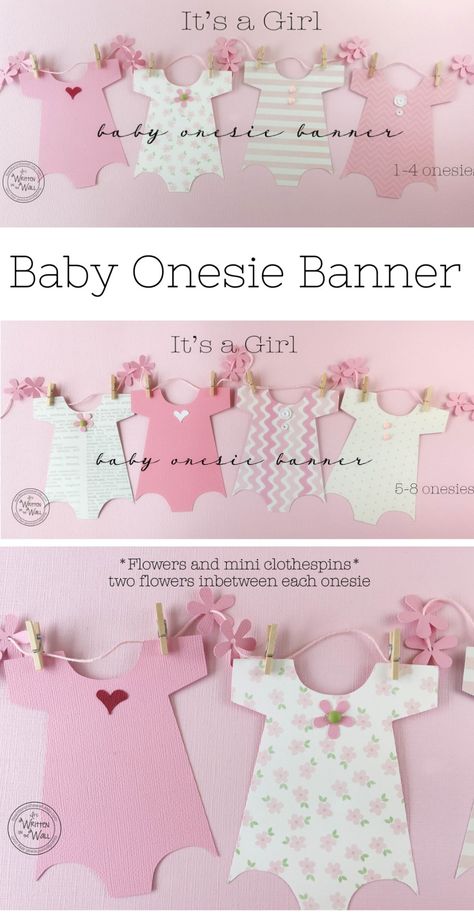 Baby Onesie Shower Banner for baby girl showers, Baby shower garland, Baby shower decorations, baby shower decor, baby onesies, pink baby shower, baby shower for girls, baby shower decor, Twins, Party Decorations, Party Decor, Twins baby shower Onesie Banner, Cricut Baby Shower, Baby Shower Girl Diy, Boy Baby Shower Decor, Baby Shower Garland, Idee Babyshower, Party Girlande, Cricut Baby