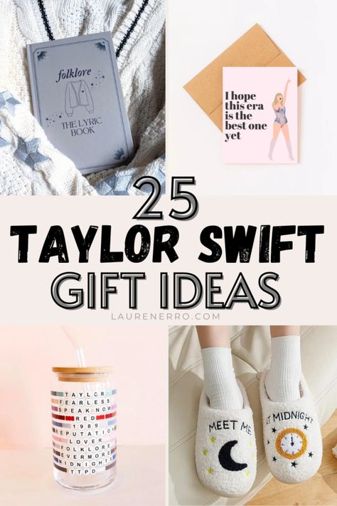 25 Taylor Swift Gift Ideas - Lauren Erro Taylor Swift Lyrics Gift, Christmas Wishlist Design Ideas, Taylor Swift Gift Wrapping Ideas, Taylor Swift Eras Gifts, Taylor Swift Christmas Ideas, Swiftie Birthday Gift Ideas, Gift For Taylor Swift Fan, Evermore Gift Ideas, Gift Ideas For Taylor Swift Fans