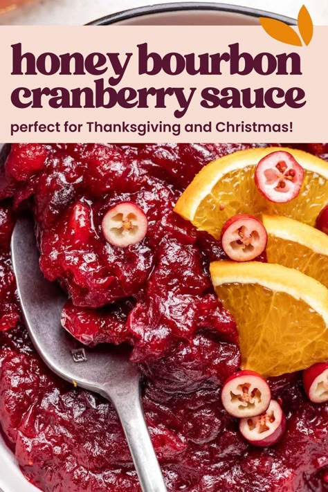 Take your Thanksgiving table to the next level this boozy Bourbon Cranberry Sauce recipe! Sweet, tart cranberries simmered with honey, fresh orange juice, and a splash of bourbon for additional vanilla bean and oak notes that complement the fresh berries and add depth of flavor. Maple Cranberry Sauce, Fresh Cranberry Sauce, Easy Cranberry Sauce, Cranberry Orange Sauce, Rice And Vegetables, Canned Cranberry Sauce, Homemade Cranberry Sauce, Sauce Spaghetti, Compote Recipe