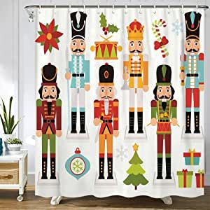 Nutcracker Christmas Tree, Christmas Shower Curtain, Boy Clipart, Kids Bathroom Accessories, Nutcracker Decor, Christmas Shower, Christmas Shower Curtains, Christmas Bathroom, Red Curtains