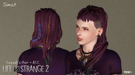 [LIS2] Cassidy’s Hair + ACC (SIMS3) Dontnod Entertainment, Tumblr Sims 4, Female Hair, Scene Hair, Life Is Strange, Sims Mods, Maxis Match, Sims 4 Mods, Sims 2