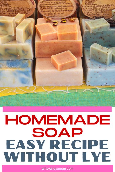 Easy Homemade Soap, Soap Without Lye, Natural Soaps Recipes, How To Make Soap, Homemade Soap Bars, Diy Soap Bars, Easy Soap Recipes, Diy Soap Recipe, Handmade Soap Recipes