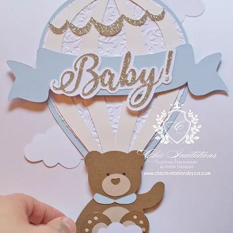 Baby Shower Chic, Air Balloon Invitation, Handmade Baby Shower Invitations, Hot Air Balloon Invitation, Invitation Handmade, Balloon Invitation, Chic Invitation, Bear Invitations, Handmade Invitations