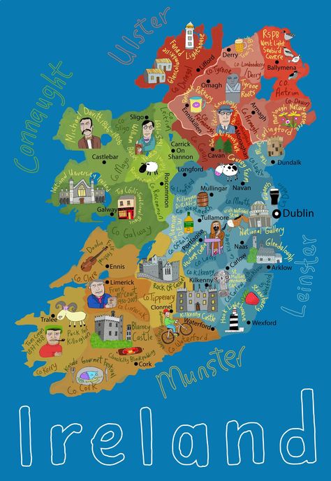 Ireland Facts, Ireland Aesthetic, Best Of Ireland, Ireland Itinerary, Ireland Map, Pictorial Maps, Printable Maps, Visit Ireland, Londonderry