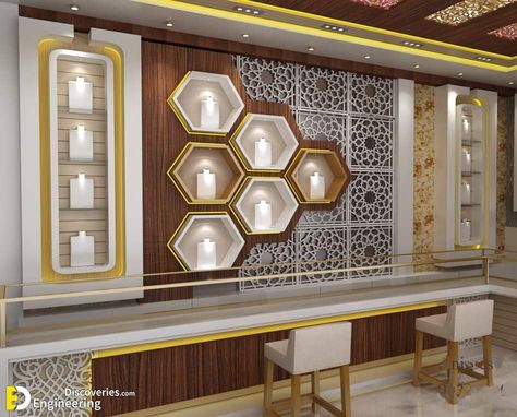 Gold Jewelry Shop Interior Design, Jewellery Shop Design Store Interiors, Gold Shop Interior Design, Jewellery Counter Design, Wall Showcase Design, Store Counter Design, Modern Jewelry Store, Shop Counter Design, Jewelry Shop Display