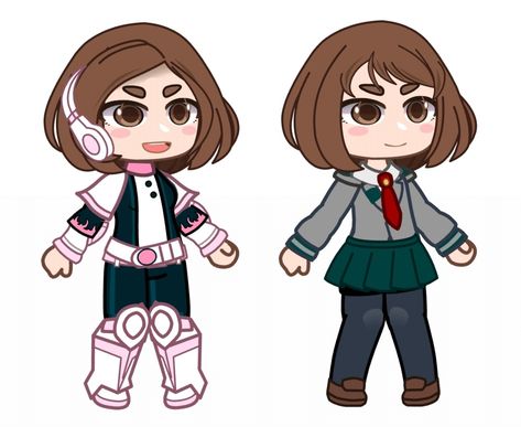 Mina Ashido Gacha Club Oc, Ua Uniform Bnha Gacha, Mha Uniform Gacha Club, Gacha Club Mha Characters, Mha Gym Uniform, Ochako Uraraka Gacha Club, Mha Uniform Drawing, Mha Gacha Club Outfit, Uraraka Hero Costume