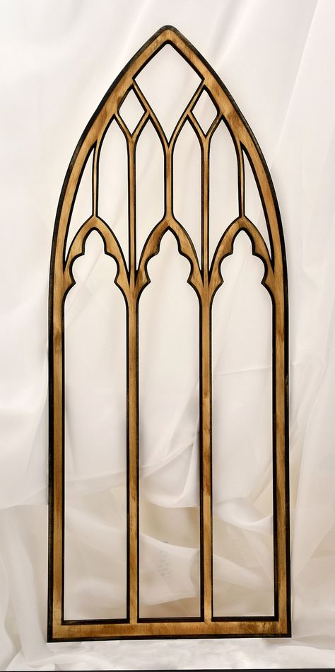 Cathedral Windows Church Windows 30 Inch Vintage-look Wood - Etsy Gothic Arched Windows, Gothic Arch Window, Gothic Window Painting, Gothic Windows Architecture, Gothic Cathedral Window, Gothic Windows Drawing, Church Window Tattoo Design, Gothic Window Design, Window Frame Designs