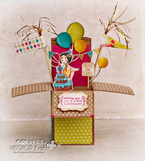 Box card using Lia Stampz - Vintage girls release for #WhimsyStamps plus #pinkPaislee flags Pink Paislee, Whimsy Stamps, Vintage Girls, Pop Up Cards, Card Box, Flag, Gift Wrapping, Card Making, Stamp