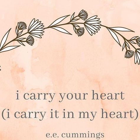 A Rainbow From Onyx 🌈 on Instagram: "“i carry your heart with me (i carry it in]” is a poem by e.e. cummings. ⁣
•⁣
While the poem is often interpreted to be about a lover, it can also be about the relationship between a parent and their child. ⁣
•⁣
“i carry your heart(i carry it in my heart)”" I Carry Your Heart Poem, E E Cummings, I Carry Your Heart, The Poem, I Carry, A Poem, A Rainbow, My Heart, Carry On