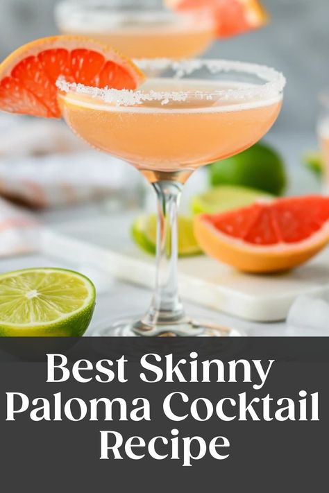 Two glasses of skinny Paloma cocktail garnished with a salt rim and lime, with grapefruit slices on the side. Pistachio Martini Recipe, Baked Bbq Chicken Recipes, Ginger Shot Recipe, Paloma Recipe, Paloma Cocktail, Flavored Sparkling Water, Light Appetizers, Classic Cocktail Recipes, Spicy Salsa