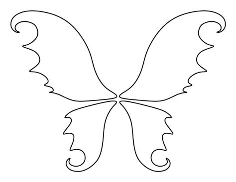 Fairy wings pattern. Use the printable outline for crafts, creating stencils, scrapbooking, and more. Free PDF template to download and print at http://patternuniverse.com/download/fairy-wings-pattern/ Printable Fairy Wings Template, Fairy Wings Template Free Printable, Winx Templates, Fairy Wing Template, Fairy Wings Template, Fairy Wings Outline, Fairy Wings Pattern, Wings Template, Fairy Templates