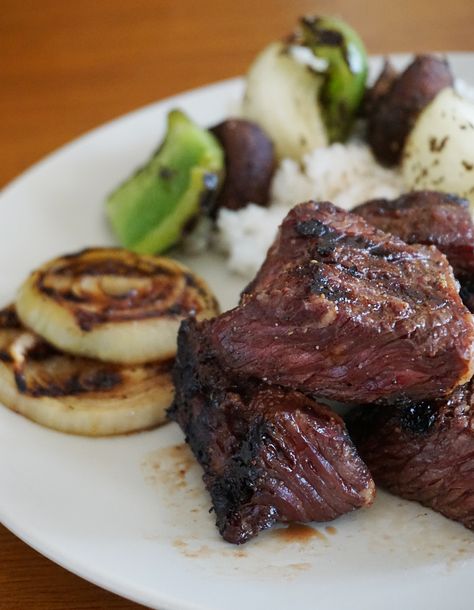 Our Most Popular Steak Tip Marinade - New England Today Grilled Steak Tips Recipe, Stew Meat Marinade, Steak Tip Marinade, Meat Marinades, Steak Board, Today Recipes, Ninja Grill, Bourbon Steak, Grass Fed Steak