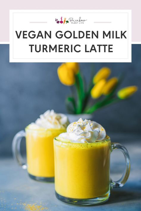 Vegan Golden Milk Turmeric Latte | Rainbow Plant Life- This Golden Milk Turmeric Latte is vegan, gluten-free, paleo-friendly, and packed with immune-boosting antioxidants, nutrients, vitamins, and healthy fats. Tastes creamy and indulgent but is 100% healthy and so good for you! Grab the recipe here! Vegan Golden Milk, Rainbow Plant Life, Vegan Latte, Golden Milk Latte, Vegan Instant Pot Recipes, Healthy Nutrition Plan, Vegan Breakfasts, Vegan Breakfast Easy, Turmeric Latte