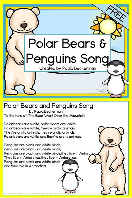 Alaskan Animals, Polar Bears Preschool, Penguin Worksheets, Penguin Songs, Penguin Preschool, Bears Preschool, Arctic Penguins, January Ideas, Bear Songs