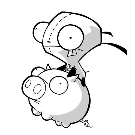 Gir From Invader Zim, Pig Coloring Pages, Invader Zim Gir, Zim Gir, Cartoon Coloring Pages, Drawing Templates, Invader Zim, Popular Books, Coloring Sheets