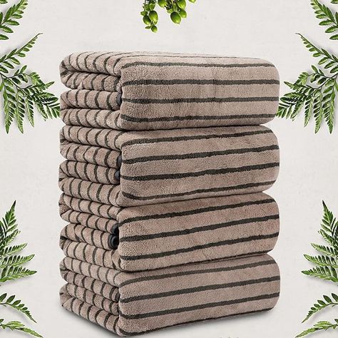 Amazon.com: 4 Piece Oversized Bath Towels Set, Super Soft Large Bath Sheet Lightweight Highly Absorbent Quick Dry, 100% Microfiber Big Towels for Bathroom Gym Hotel & Spa | 35" x 70" Two-Tone Color, Deep Brown : Home & Kitchen Dark Bathroom Ideas, Towels For Bathroom, Soft Bath Towels, Large Bath, Large Baths, Bath Sheets, Guest Bath, Deep Brown, Soft Towels