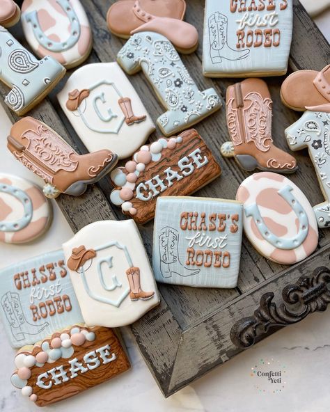 My 1st Rodeo Birthday Cookies, Cowgirl Style Outfits Pregnant, Two Rowdy Birthday, Country Themed First Birthday, My First Rodeo Birthday Boy Cookies, My First Rodeo Birthday Cookies, Rodeo Themed Cookies, Cowboy Birthday Cookies, 1st Rodeo Birthday Cookies