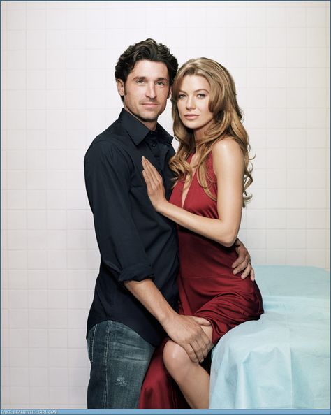 Ellen Pompeo and Patrick Dempsey Ellen And Patrick, Derek Meredith, Ellen Pompeo Patrick Dempsey, Derek And Meredith, Greys Anatomy Couples, Meredith And Derek, Andy Garcia, Gray's Anatomy, Greys Anatomy Characters