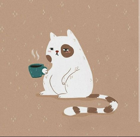 Coffee Cat, Arte Peculiar, Arte 8 Bits, Need Coffee, Cats Illustration, Cat Wallpaper, Cat Illustration, Cat Drawing, الرسومات اللطيفة