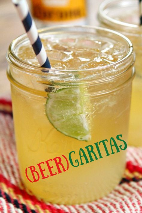 beergarita in glass jar with lime and straw Beergarita Recipe, Beer Margarita Recipe, Beer Margaritas, Beer Margarita, Best Margarita Recipe, Viral Recipes, Summer Drinks Alcohol, Averie Cooks, Happy Drink