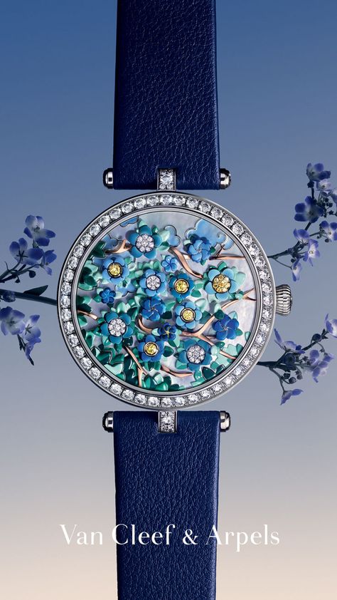 The time of flowers 💐 Be dazzled by the poetic contrast between the sheen of mother-of-pearl and the gentle blue of corollas on the Lady Arpels Heures Florales watch. Every hour, witness the dial's transformation and discover a new perspective of the garden. #VanCleefArpels #VCAPoeticComplications #PoetryofTime #VCAHeuresFlorales Van Cleef Arpels, Van Cleef, The Lady, New Perspective, Precious Moments, The Garden, Mother Of Pearl, Van