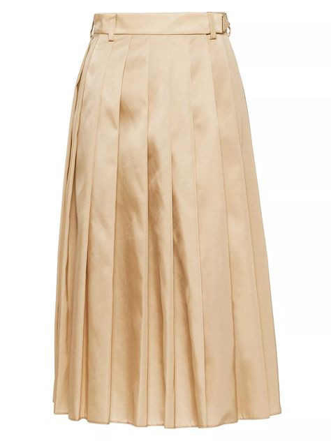 Shop Prada Re-Nylon Pleated Skirt | Saks Fifth Avenue Prada Skirt, Beautiful Wardrobe, Cotton Midi Skirt, Latest Skirts, Upcycled Materials, High Waisted Flares, Black Midi Skirt, Denim Midi Skirt, Triangle Logo