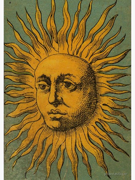 "Vintage Sun Tarot" Spiral Notebook by phantastique | Redbubble Kunst Inspo, Vintage Tarot Cards, Arte Occulta, Vintage Tarot, Sun Art, Tarot Art, Arte Inspo, Tarot Readings, Art And Illustration