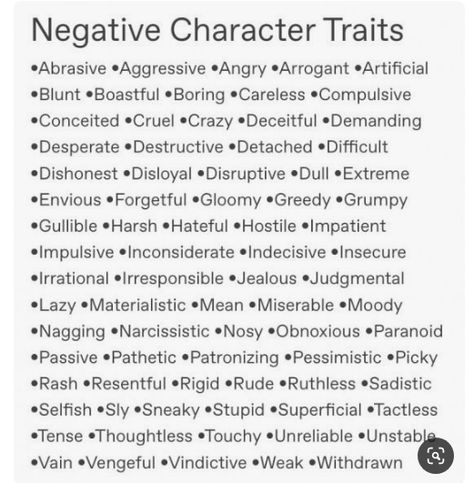 Negative Character, Negative Character Traits, Writing Expressions, Writing Inspiration Tips, Writing Plot, Writing Prompts For Writers, Writing Dialogue Prompts, Creative Writing Tips, Writing Motivation