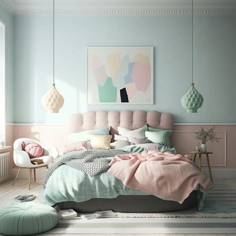 Pastel Color Room Ideas, Girls Pastel Bedroom Ideas, Pastel Bedroom Ideas Adult, Pastel Boho Bedroom, Pastel Teen Bedroom, Room Decor Ideas Aesthetic, Aesthetics Room Decor, Decor Bedroom Aesthetic, Design Ložnic