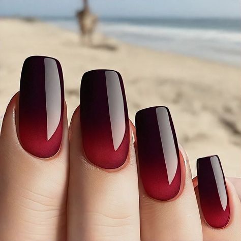 Gothic Beach Ombre Nail Design | NailDesignsAI Red And Black Nails For Halloween, Halloween Ombré Nails, Black And Red Ombre Nails Almond, Red And Black Ombre Nails Coffin, Halloween Nails Ombre, Black And Red Ombre Nails, Gothic Beach, Halloween Ombre, Tone Highlights