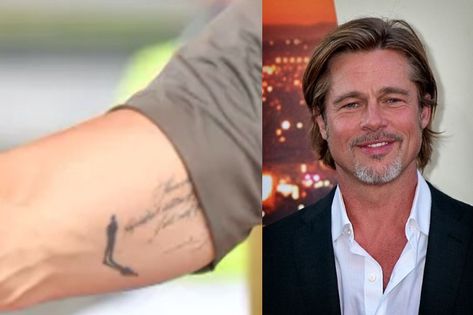 BRAD PITT HAS A NEW TATTOO NEXT TO THE WEDDING INK HE GOT WITH ANGELINA JOLIE | by kick memes | Medium Brad Pitt Tattoo, Hollywood Film, Failed Relationship, Old Tattoos, Shocking News, New Tattoo, Film Awards, Film Industry, Beautiful Couple