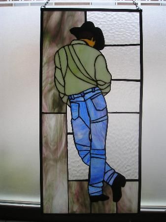 Cowboy | STAINED glass sun catchers/window panels | Pinterest Western Stained Glass Art, Stained Glass Cowboy, Tools Art, Allentown Pennsylvania, Stained Glass Supplies, Stained Glass Patterns Free, Mosaic Stained, Glass Diy, Glass Art Projects