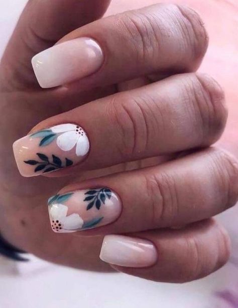 Very Attractive And Trending Summer Nail Designs | Summer Nails 2024 Floral Nails Square, Short Floral Nails, Boho Nails Simple, Simple Flower Nail Art, Floral Nail Designs, Nails Tips, Short Acrylic Nails Designs, Floral Nails, Summer Nail