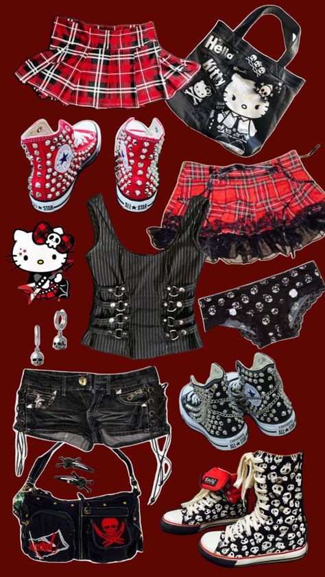 #hellokitty #sanrio #y2k #2000s #vintage #90s #90sgrunge #grunge #rockstargirlfriend #rockergirl #rave #mcbling #OOTD #outfitinspo #spencers #hottopic #emo #punk #scene