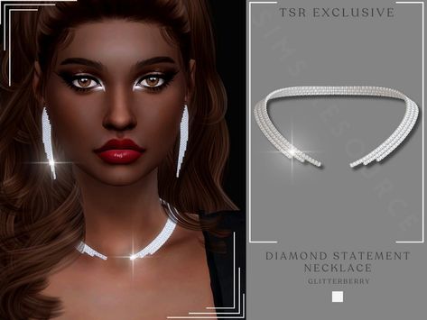 The Sims Resource - Diamond Statement Neckalce Sims 4 Choker, Cc Jewelry, Cc Accessories, Ts4 Clothes, Cc Shopping, Christmas City, Emerald Crystal, Sims 4 Characters, Diamond Ice