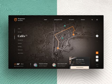 Pergamum University Map Contact Us Page Design, Business Dashboard, Ui Ux Website, Map Layout, Map Template, Ui Design Website, Game Interface, Modern Map, Modern Website