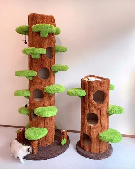 xiamao.pets on TikTok Luxury Cat Tree, Katt Diy, Katt Grejer, Large Cat Tree, Frame Bed, Cat Climbing Frame, Cat Playground, Luxury Cat, Wood Cat