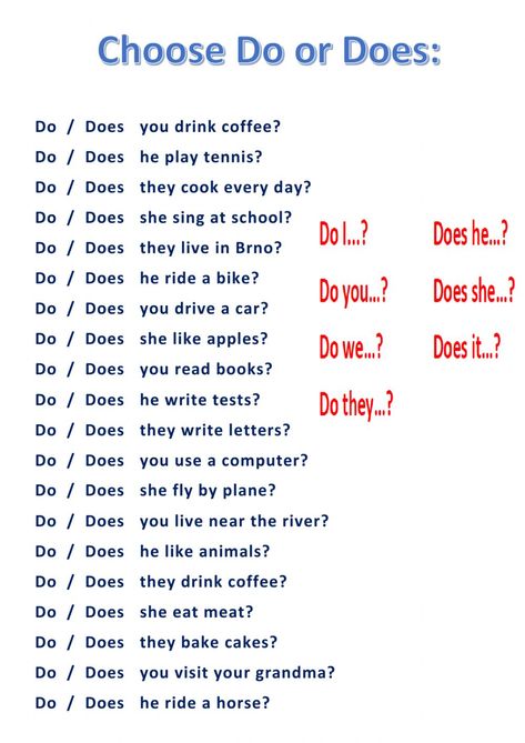 Do or does interactive and downloadable worksheet. You can do the exercises online or download the worksheet as pdf. Verb To Do Grammar, Do Does Worksheet Grade 2, Do Does Questions Worksheet, English Exercises For Beginners, Do And Does Grammar, Do And Does Worksheet, Do Or Does Worksheet, Do Does Worksheet, Do Does