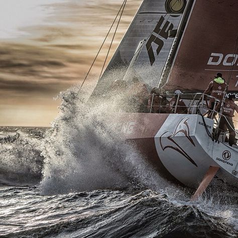 Extreme sailing, sunset... What else? Photo by Marc Bow/Volvo Ocean Race #volvooceanrace Volvo Ocean Race, Yacht Racing, Sail Racing, Classic Yachts, Sailing Vessel, Boat Race, Sea Water, Sailing Yacht, Tall Ships