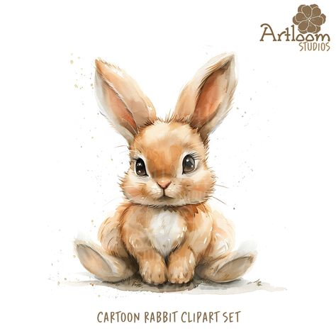 🎨 Welcome to this Tempting Collection!  This delightful clipart set features 10 Cartoon Bunny Images, offering you unparalleled value for your creative projects.  🌟 Whether you're crafting nursery wall art, jazzing up junk journals, or creating adorable greeting cards and invitations, these clipart will add a touch of whimsy to any endeavor.  🎉 Plus, they're perfect for prints, mugs, apparel, social media posts, and so much more! 💖 Each piece in this bundle is an original masterpiece, availa Bunny Clip Art, Bunny Artwork, Watercolor Cartoon, Bunny Clipart, Bunny Watercolor, Bunny Images, Sweet Drawings, Baby Animal Drawings, Cute Bunny Cartoon