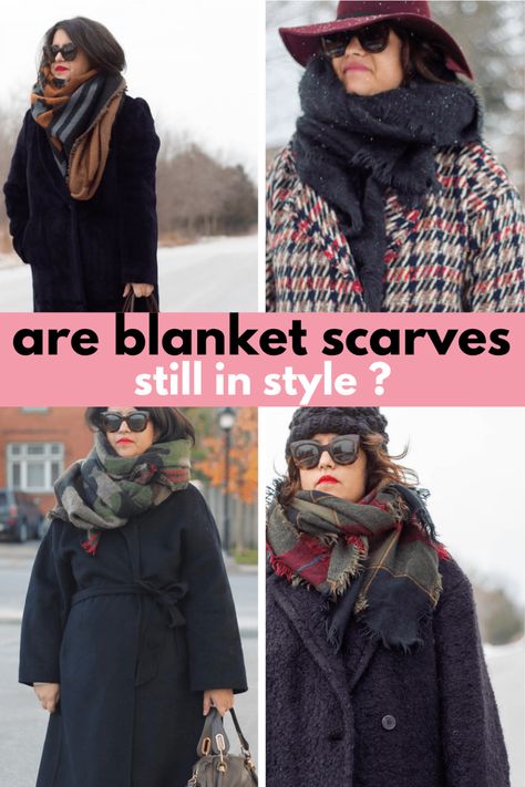 Styling Scarves Winter, Blanket Scarf Outfit 2023, Scarves 2024 Trends, Wool Scarf Outfit, Over Sharing, Blanket Scarf Outfit, How To Wear A Blanket Scarf, Blanket Scarves, Scarf Trends