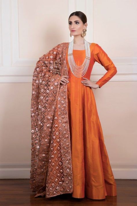 Raw Silk Frocks, Tissue Gown, Silk Anarkali Dress, Raw Silk Anarkali, Baraat Dress, Shadi Dresses, Silk Anarkali, Gota Work, Pakistani Wedding Outfits