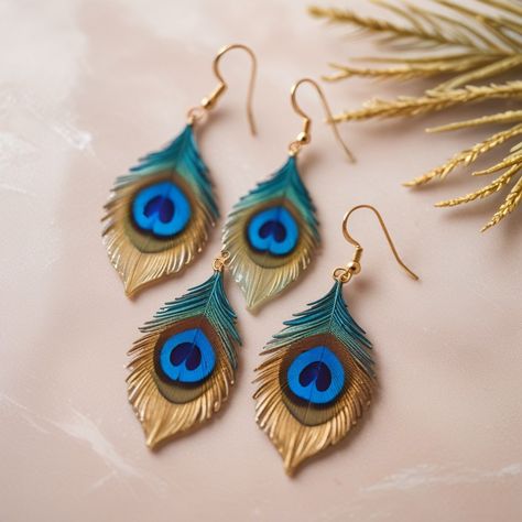 Unique Polymer Clay Earrings, Resin Peacock, Peacock Accessories, Feather Keychain, Terracotta Jewellery Designs, Peacock Jewelry, Diy Jewellery Designs, Diy Jewelry Rings, Resin Polymer Clay