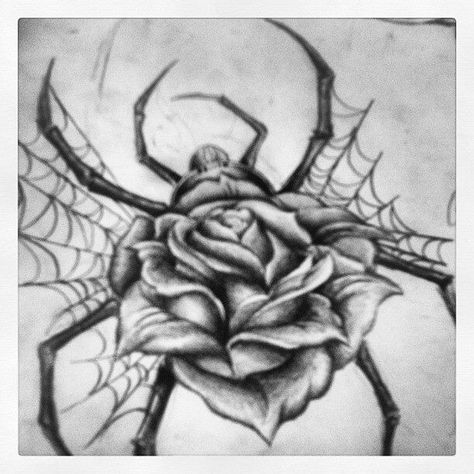 #spider #rose #sketch #art #tattoo Spider With Rose Tattoo, Spider Rose Tattoo, Blue Eyeshadow Makeup, Random Tattoos, Spider Drawing, Tattoos Inspo, Rose Hand Tattoo, Favorite Tattoos, Bat Silhouette