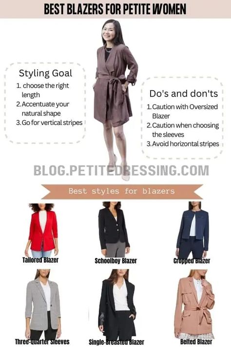 The Complete Blazer Guide for Petite Women - Petite Dressing Outfit Petite Women, Casual Outfits Petite, Tailored Blazer Women, Petite Dressing, Outfit For Petite Women, Outfits For Petite, Outfit Petite, How To Wear Blazers, Blazer Outfits Casual