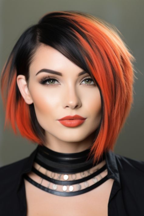 For the daring souls, a jet-black base with a fiery red money piece embodies passion and energy. This vibrant contrast is bound to turn heads and is perfect for those wanting to make a bold statement without a complete color change. Click here for more must-try money-piece hair highlights to transform your look. Short Hair Money Piece, Red Money Piece, Money Piece Hairstyle, Money Piece Hair Color, Piece Hair Color, Trendy Curls, Money Piece Hair, Red Money, Edgy Hair Color