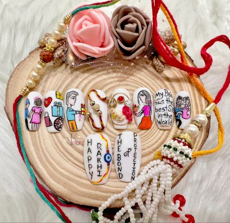 #nails #nailsofinstagram #rakhispecial #rakshabandhan #bestnails #nailart Rakshabandhan Nail Art Designs, Rakhi Nails Design, Raksha Bandhan Nail Art Design, Rakshabandhan Nail Art, Rakhi Nail Art, Baby Nail Art, Metallic Nails Design, Rakhi Special, Spider Gel