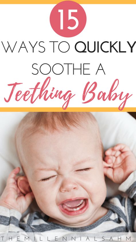 Looking to provide your little one with relief from their teething pain the natural way? Check out these 15 natural teething remedies that actually work. Teething Crackers, Teething Hacks, Baby Teething Remedies, Teething Chart, Teething Signs, Baby Remedies, Teething Symptoms, Teething Toddler, Teething Remedies